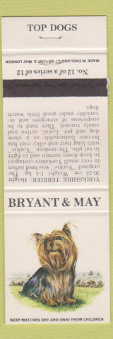 Matchbook Cover - Bryant and May Dogs Yorkshire Terrier UK England