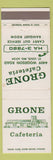 Matchbook Cover - Grone Cafeteria St Louis MO