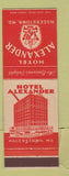 Matchbook Cover - Hotel Alexander Hagerstown MD