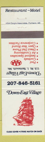 Matchbook Cover - Down East Village Motel Restaurant Yarmouth ME