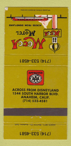 Matchbook Cover - Mecca Motel Disneyland Reference Anaheim CA 30 Strike