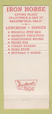 Matchbook Cover - Milt's Iron Horse Restaurant Bakersfield CA 30 Strike