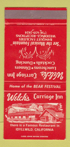 Matchbook Cover - Welch's Carriage Inn Idyllwild CA 30 Strike