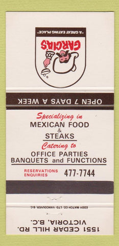 Matchbook Cover - Garcia's Mexican Restaurant Victoria BC 30 Strike