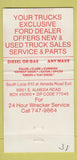 Matchbook Cover - South Loop Ford Trucks Semi Houston TX 30 Strike