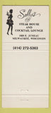Matchbook Cover - Sally's Steak Milwaukee WI girlie 30 Strike