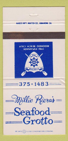 Matchbook Cover Millie Rira's Seafood Grotto Redondo Beach CA WEAR #2 30 Strike