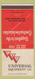 Matchbook Cover - Universal Equipment Construction Troy MI 30 Strike