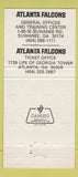 Matchbook Cover - Atlanta Falcons Football Club  GA 30 Strike