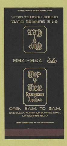 Matchbook Cover - Top Tee Restaurant Citrus Heights CA 30 Strike