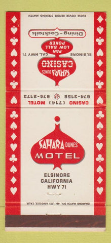 Matchbook Cover - Sahara Dunes Motel Elsinore CA casino 30 Strike