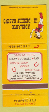 Matchbook Cover - Adelanto Hi Desert Casino CA girlie poker 30 Strike
