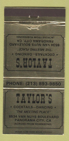 Matchbook Cover - Taylor's Restaurant Panorama City CA 30 Strike