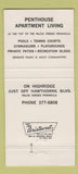 Matchbook Cover - Highridge Penthouse Apartments Palos Verdes CA 30 Strike