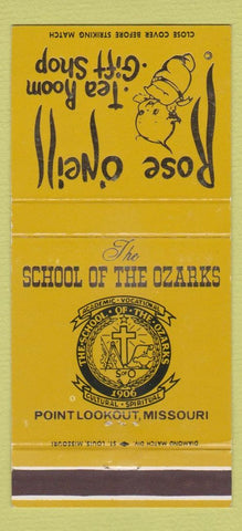 Matchbook Cover - Rose O'Neill Tea School of Ozarks Point Lookout MO 30 Strike