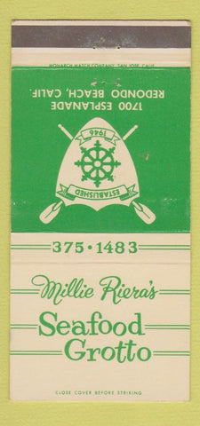 Matchbook Cover - Millie Riera's Seafood Grotto Redondo Beach CA 30 Strike