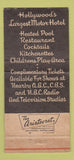Matchbook Cover - Hollywood Algiers Motor Hotel CA 30 Strike