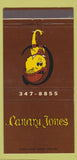 Matchbook Cover - Canary Jones Woodland Hills CA 30 Strike