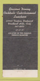 Matchbook Cover - Canary Jones Woodland Hills CA 30 Strike