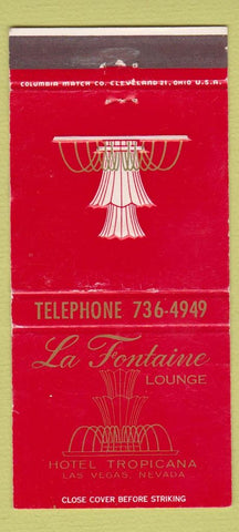 Matchbook Cover - La Fontaine Lounge Tropicana Casino Las Vegas NV 30 Strike