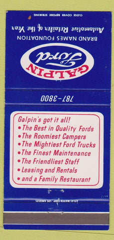 Matchbook Cover - Galpin Ford  Sepulveda Panorama City CA 30 Strike