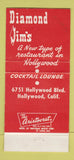 Matchbook Cover - Diamond Jim's Restaurants Hollywood CA WEAR 30 Strike