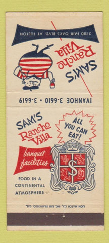 Matchbook Cover - Sam's Rancho Villa Sacramento CA 30 Strike