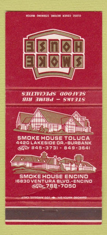 Matchbook Cover - Smoke House Burbank Encino CA 30 Strike