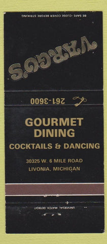 Matchbook Cover - Vargo's Restaurant Livonia MI 30 Strike