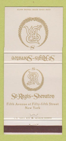 Matchbook Cover - ST Regis Sheraton Hotel New York City 30 Strike