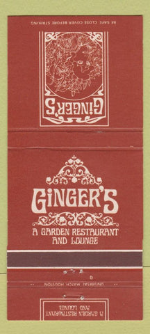 Matchbook Cover - Ginger's Garden Restaurant Hilton Houston TX 30 Strike
