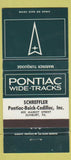 Matchbook Cover - Pontiac Buick Cadillac Sunbury PA Mariner Turquoise 30 Strike