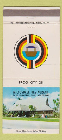 Matchbook Cover - Miccosukee Restaurant Frog City Miami FL 30 Strike