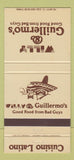 Matchbook Cover - Guillermo's Restaurant Latin 30 Strike