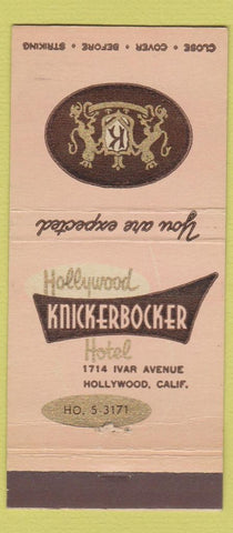 Matchbook Cover - Hollywood Knickerbocker Hotel CA 30 Stick