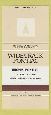 Matchbook Cover - Hughes Pontiac Santa Barbara CA Cameo White 30 Strike