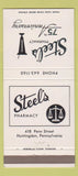 Matchbook Cover - Steel's Drugs Huntindon PA 30 Strike
