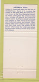 Matchbook Cover - Saskatchewan SK Tourism Historical Sites 30 Strike
