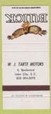 Matchbook Cover - WJ Tarte Buick Lake City SC 30 Strike