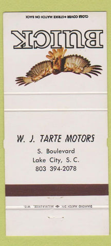 Matchbook Cover - WJ Tarte Buick Lake City SC 30 Strike