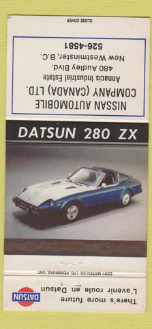 Matchbook Cover - Datsun 280 ZX Nissan New Westminster BC 30 Strike