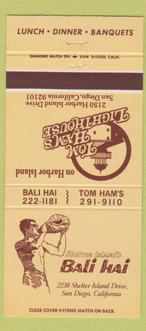 Matchbook Cover - Bali Hai Shelder Island San Diego CA 30 Strike