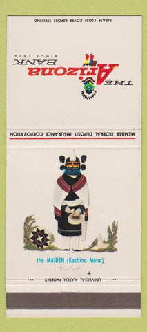 Matchbook Cover - Arizona Bank Maiden Kachina 30 Strike