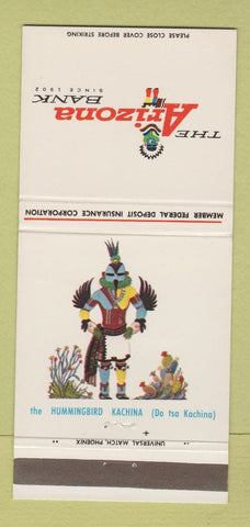 Matchbook Cover - Arizona Bank Hummingbird Kachina 30 Strike