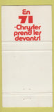 Matchbook Cover - 1971 Chrysler New Yorker La Malbaie QC 30 Strike