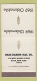 Matchbook Cover - 1969 Oldsmobile Shear Colburn Bath NY 30 Strike