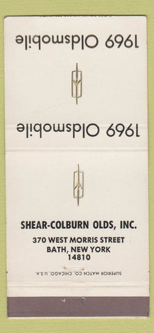 Matchbook Cover - 1969 Oldsmobile Shear Colburn Bath NY 30 Strike