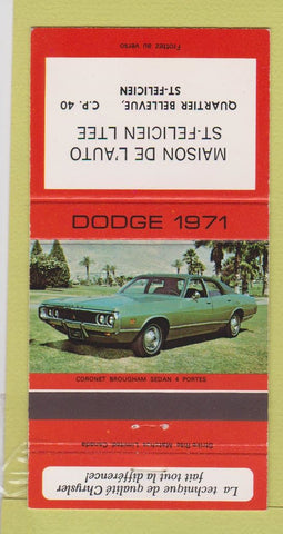 Matchbook Cover - 1971 Dodge Coronet St Felicien QC 30 Strike