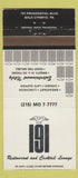 Matchbook Cover - 191 Restaurant Bala Cynwyd PA 30 Strike