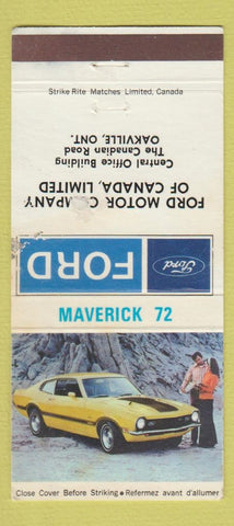 Matchbook Cover - 1971 Ford Maverick Oakville ON WORN PAPER LOSS 30 Strike